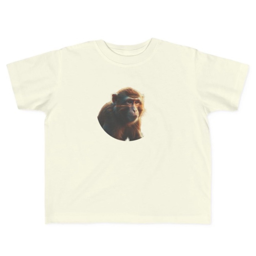 Kids Cream Monkey Graphic T-Shirt